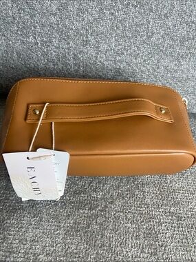 Tan PU Leather Cosmetic bag for travel